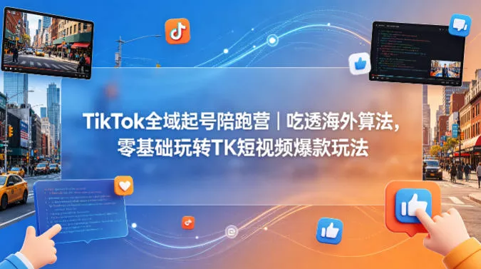 TikTok全域起号陪跑营｜吃透海外算法，零基础玩转TK短视频爆款玩法 - 项目资源网