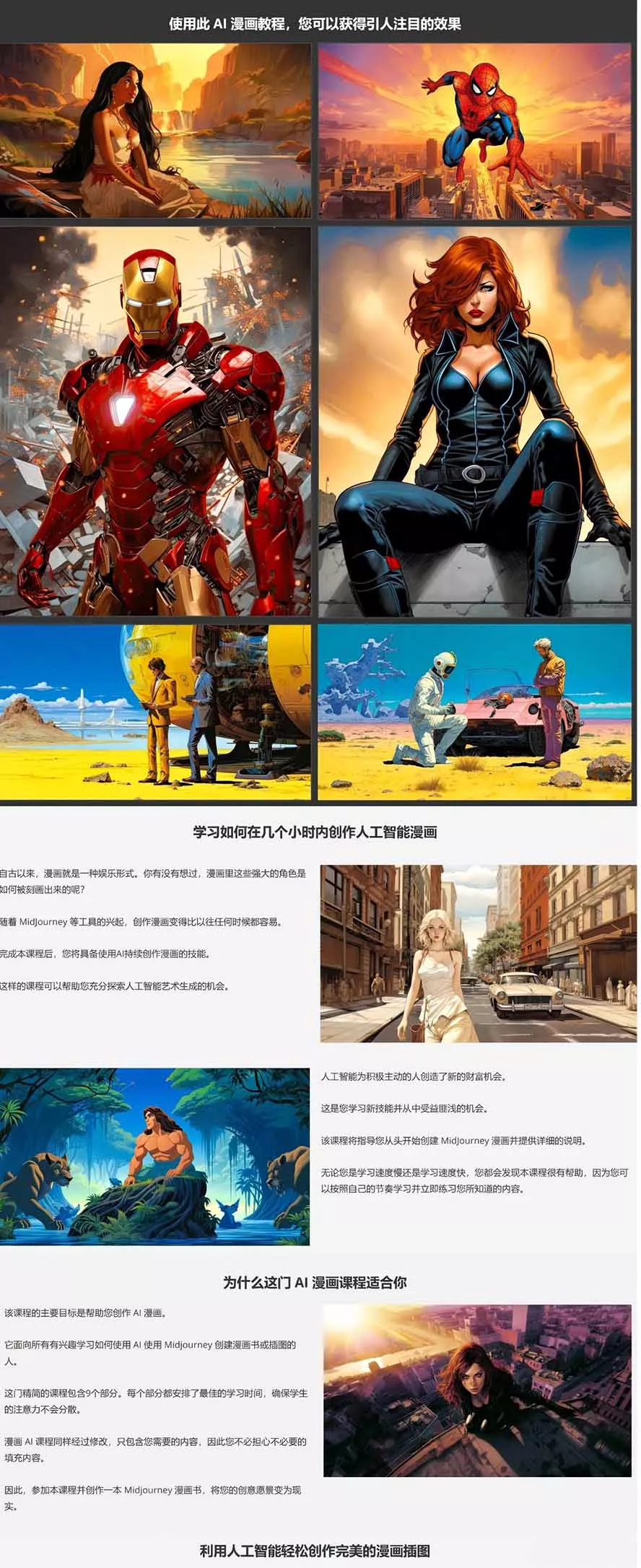 Midjourney AI漫画创作课，脚本构思、人物设计、排版合成，零基础创作完整漫画或系列插画