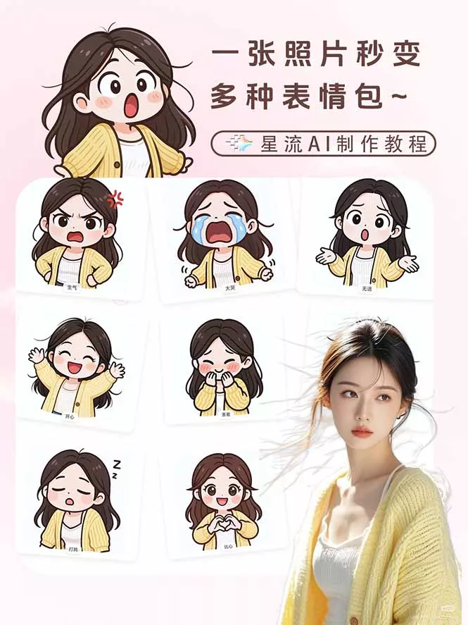 一张照片秒变N种专属表情包，三步搞定可爱搞怪治愈风，从此斗图聊天不再到处存别人图