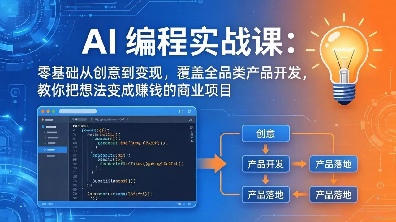 AI编程实战课-第三期-5月19更新：零基础从创意到变现，覆盖全品类产品开发，把想法变成赚钱项目 - 项目资源网