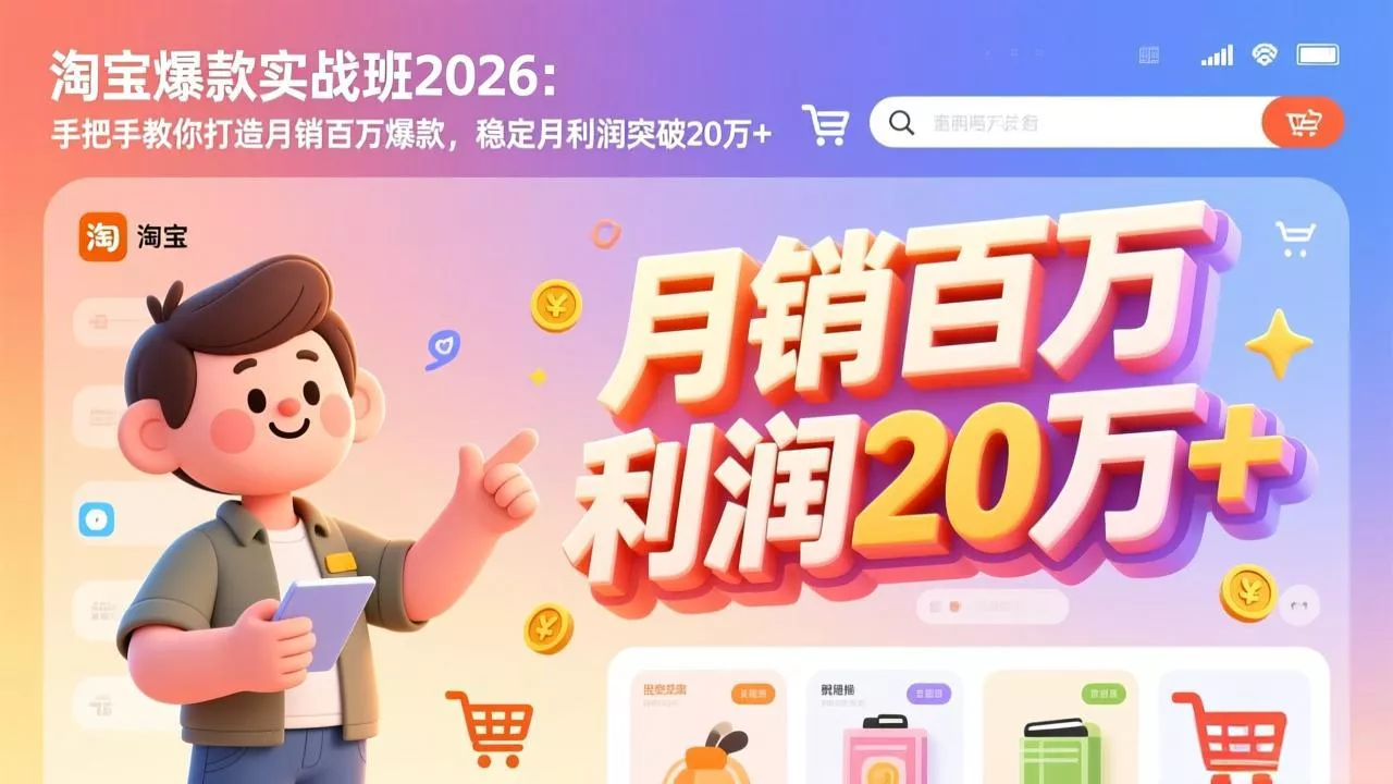 淘宝爆款实战班-2026年2月更新:手把手教你打造月销百万爆款,稳定月利润突破20万+ 淘宝爆款实战班-2026年2月更新:手把手教你打造月销百万爆款,稳定月利润突破20万+