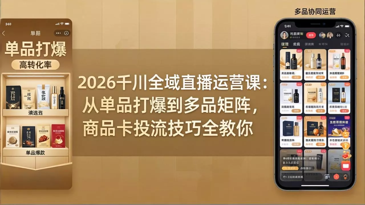 2026千川全域直播运营课:从单品打爆到多品矩阵,商品卡投流技巧全教你 2026千川全域直播运营课:从单品打爆到多品矩阵,商品卡投流技巧全教你