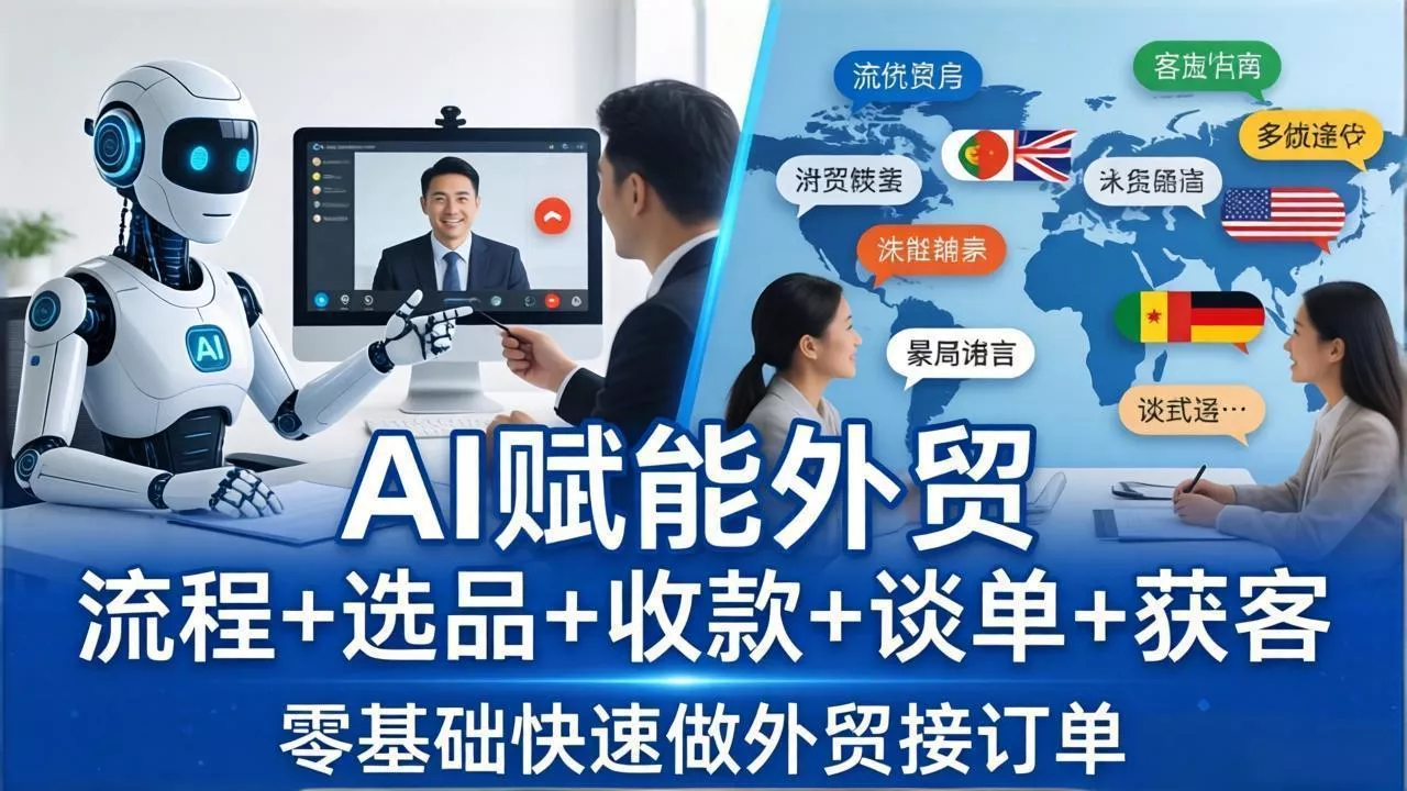 外贸+AI实战课:流程+选品+收款+谈单+获客,零基础快速做外贸接订单 外贸+AI实战课:流程+选品+收款+谈单+获客,零基础快速做外贸接订单
