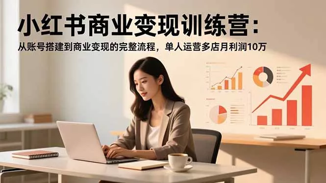 小红书商业变现训练营：从账号搭建到商业变现的完整流程，单人运营多店月利润10万 - 项目资源网