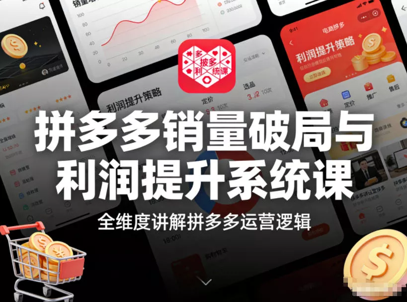 拼多多销量破局与利润提升系统课,全维度讲解拼多多运营逻辑 拼多多销量破局与利润提升系统课,全维度讲解拼多多运营逻辑