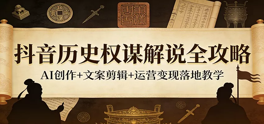 抖音历史权谋解说全攻略：AI创作+文案剪辑+运营变现落地教学 - 项目资源网