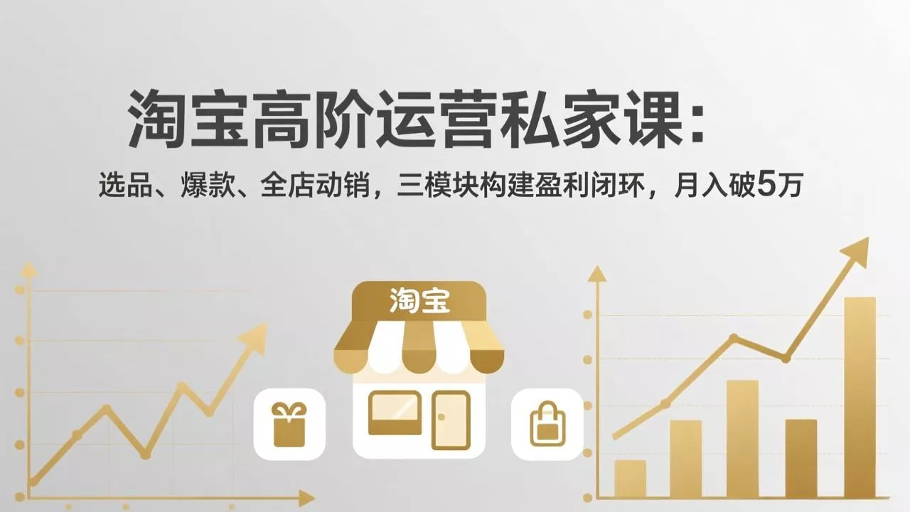 淘宝高阶运营私家课:选品、爆款、全店动销,三模块构建盈利闭环,月入破5万(更新26年2月 淘宝高阶运营私家课:选品、爆款、全店动销,三模块构建盈利闭环,月入破5万(更新26年2月