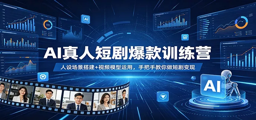 AI真人短剧爆款训练营：人设场景搭建+视频模型运用，手把手教你做短剧变现 - 项目资源网