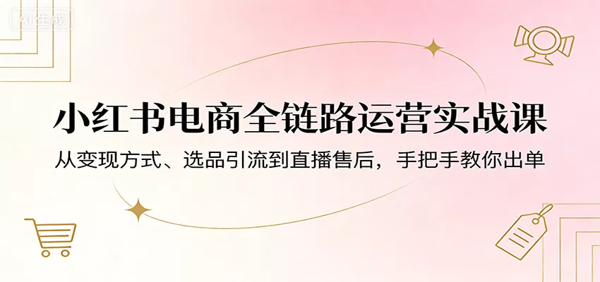 小红书电商全链路运营实战课：从变现方式、选品引流到直播售后，手把手教你出单 - 项目资源网