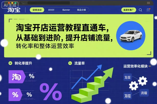 淘宝开店运营教程直通车,从基础到进阶,提升店铺流量,转化率和整体运营效率(更新26年4月20日) 淘宝开店运营教程直通车,从基础到进阶,提升店铺流量,转化率和整体运营效率(更新26年4月20日)