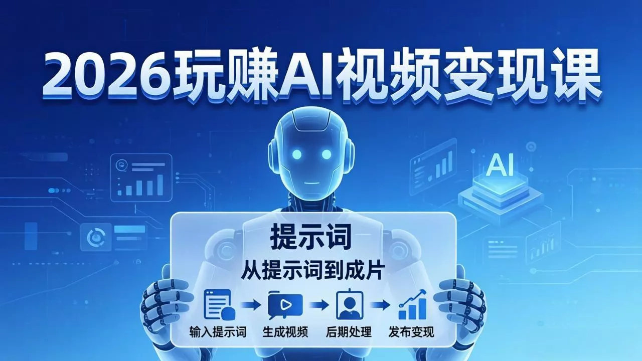 2026玩赚AI视频变现课:掌握 AI 视频全流程技能,从提示词到成片高效产出 2026玩赚AI视频变现课:掌握 AI 视频全流程技能,从提示词到成片高效产出