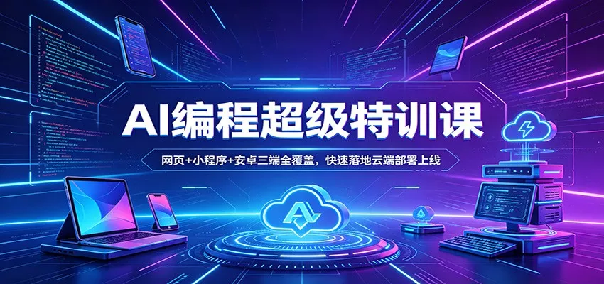 AI编程超级特训课：网页+小程序+安卓三端全覆盖，快速落地云端部署上线 - 项目资源网