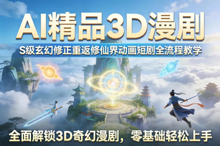 AI精品3D漫剧S级玄幻修正重返修仙界动画短剧全流程教学,全面解锁3D奇幻漫剧,零基础轻松上手 AI精品3D漫剧S级玄幻修正重返修仙界动画短剧全流程教学,全面解锁3D奇幻漫剧,零基础轻松上手