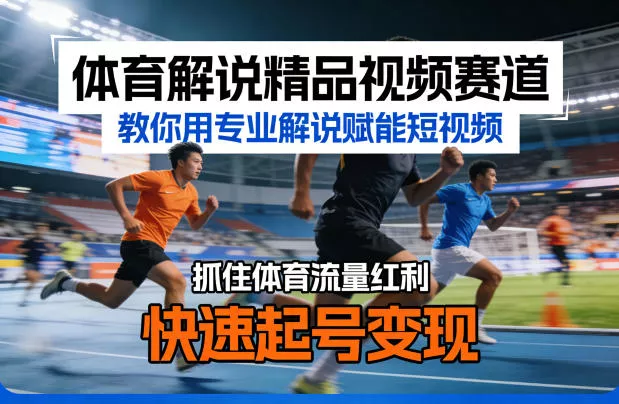 体育解说精品视频赛道，教你用专业解说赋能短视频，抓住体育流量红利，快速起号变现 - 项目资源网