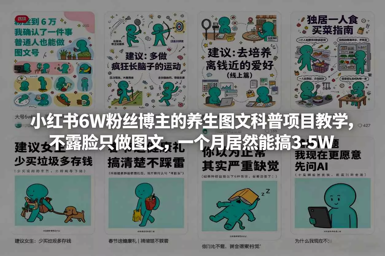 小红书6W粉丝博主的养生图文科普项目教学,不露脸只做图文,一个月居然能搞3-5W 小红书6W粉丝博主的养生图文科普项目教学,不露脸只做图文,一个月居然能搞3-5W