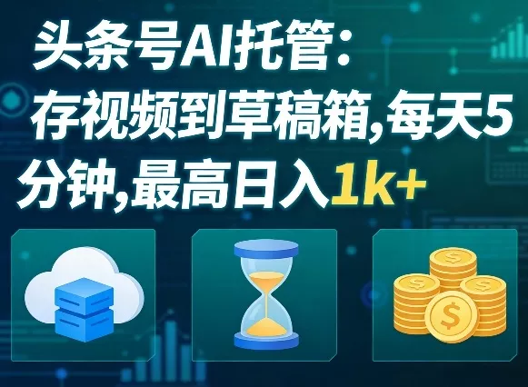 头条号AI托管,我存视频到你草稿箱,每天5分钟,最高日入1k+【揭秘】 头条号AI托管,我存视频到你草稿箱,每天5分钟,最高日入1k+【揭秘】
